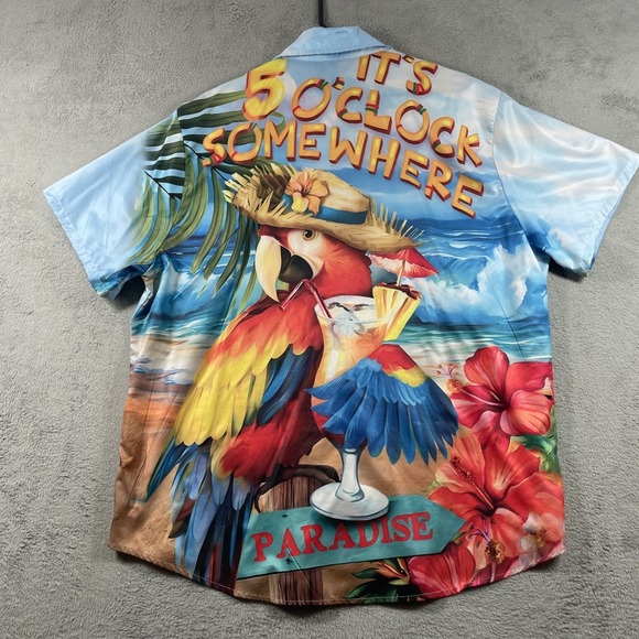 Colorful All Over Print Shirt Men 3XL Button Up Beach Tropical Hawaiian Casual - Picture 13 of 14